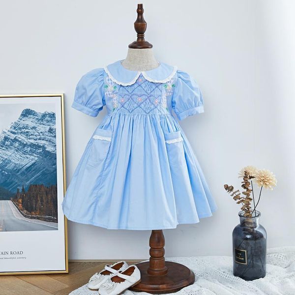 

girl's dresses baby girl smocked floral dress infant smock frocks children boutique clothes spain handmade smocking for a314, Red;yellow