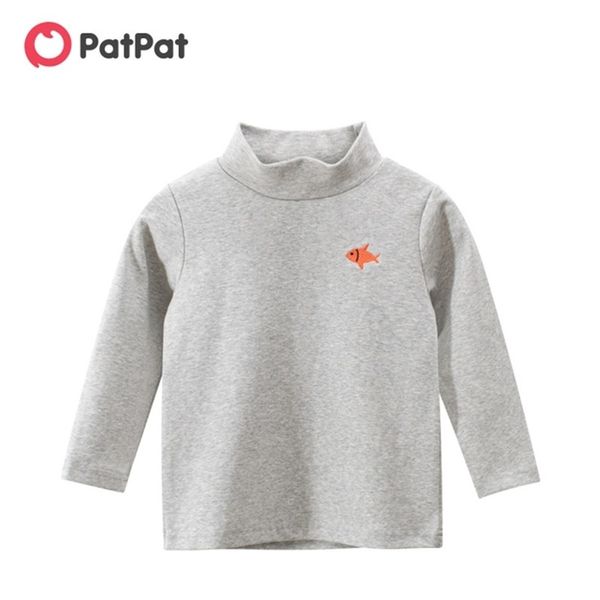 

arrival autumn and winter baby / toddler causal embroidered solid hight neck long-sleeve tee children clothes 210528, Blue