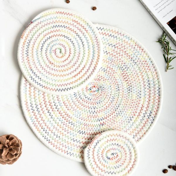 

mats & pads 1pc creative round coasters bowl pad handmade insulation placemats table padding cotton cup kitchen accessories set