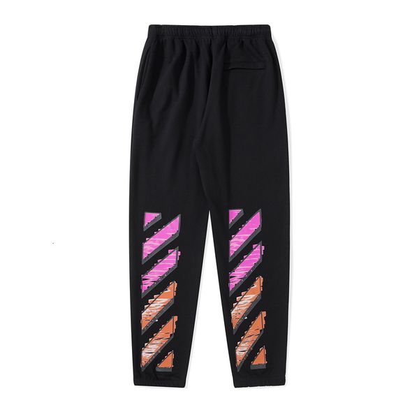 

2021 autumn and winter off new back banma line printed casual pants, guard men's women's same batch, Black