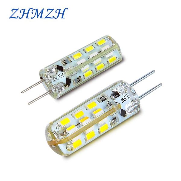 Minchações leves Zhmzh 4pcs/lote 1,5W 3W LEDS LEDS Silicone Bulbo Spotlight Iluminação de lustres Substitua a lâmpada de halogênio DC12V SMD3014