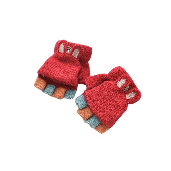 

children's mittens fashion gloves knitted girls accessories winter boys and flip five fingers to keep warm cold 1-3 years b9060, White