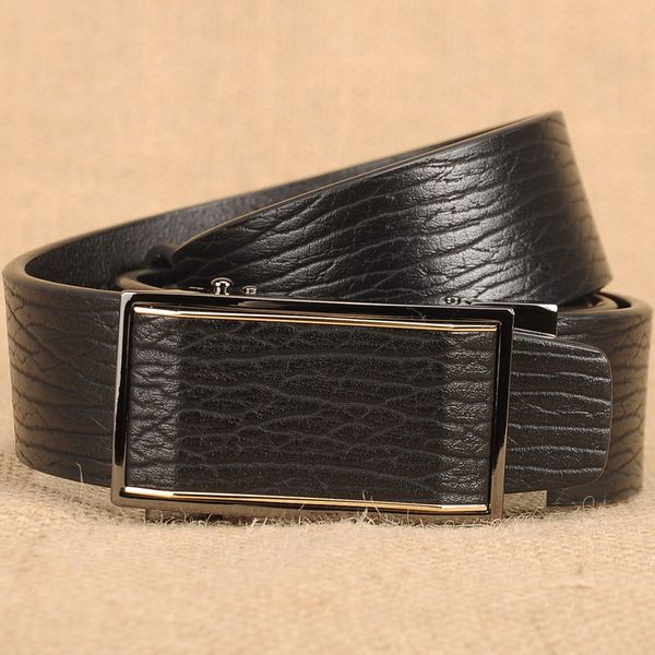 

men's leather buckle automatic belt men's genuine business, Black;brown