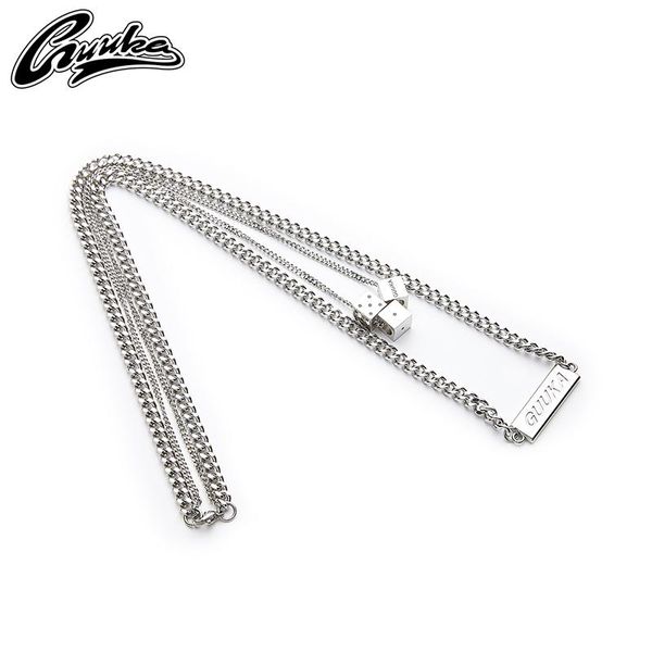 

pendant necklaces guuka nightclub dice gods stacked combination necklace men's hip-hop niche accessories tag chain tideman single, Silver