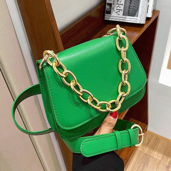 

evening bags crossbody for women designer green belt bag vintage chains chest female leather flap fashionable purses sac