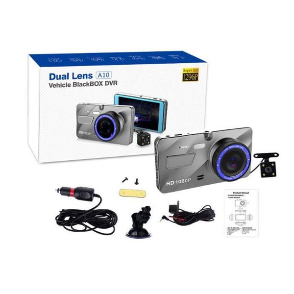 

car video 3.6 4.0 inch dual screen recording metal shell high definition 1080p front and rear lens driving recorder built-in battery