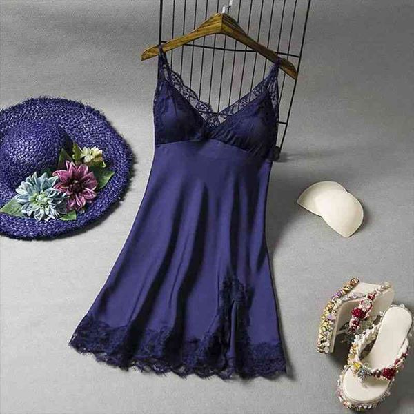 

Womens V-neck Backless Nightgown Dress Floral Lace Satin Sleepwear Spaghetti Strap Cool Thin Nightdress Sleepshirt, Black;red