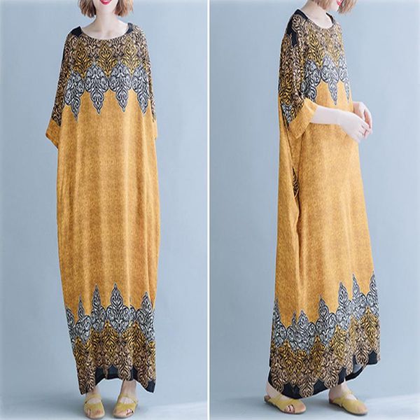 

ethnic clothing dashiki dresses for women cotton print colorful fashion elegant round neck loose short batwing sleeves dre, Red