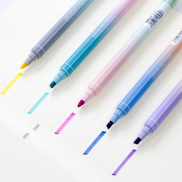 

highlighters 40 pcs/lot dual side writing twin color highlight pen fluorescent marker highlighter stationery office school supplies cj723, Black;red