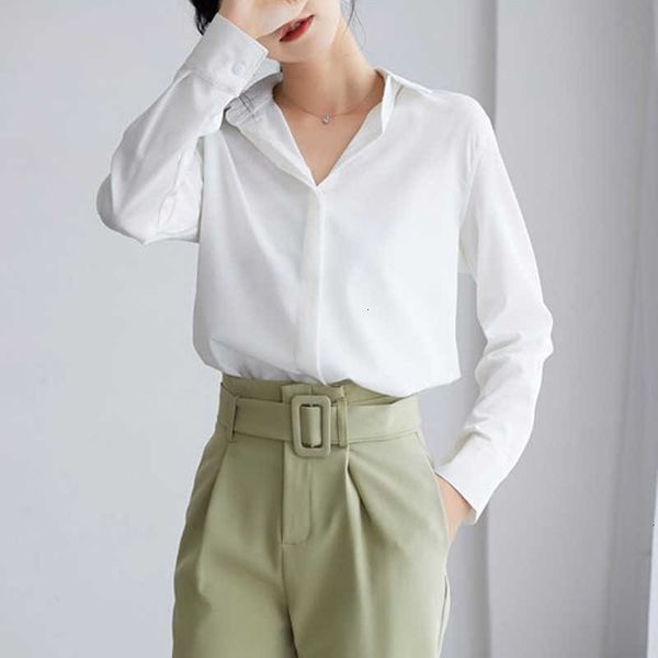 

women's jumpsuits & rompers turndown collar long sleeves blouse women pure color button puff sleeve loose tee shirt femme rk5j, Black;white
