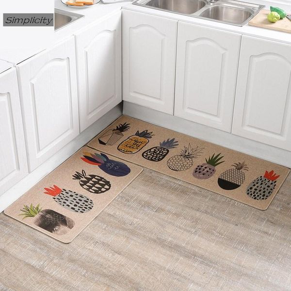 

carpets 2021 dirty-resistant cartoon cute kitchen floor mats linen rubber lint-non-slip household carpet thin door rug