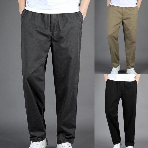 

men's pants 2021 spring autumn thin section casual cotton men multi-pocket trousers oversize elastic plus size m-4xl, Black