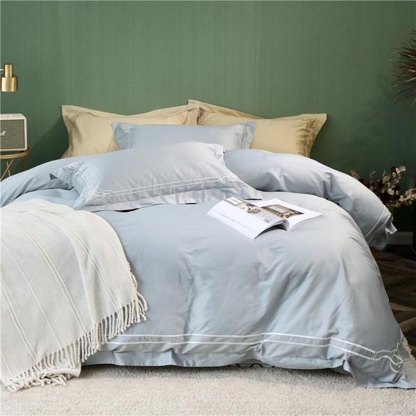 

bedding sets luxury egypt cotton quietly elegant pure set embroidery silky duvet cover pillowcases 1/3pcs king  size
