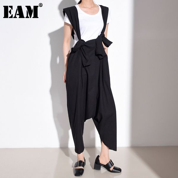 

[eam] high waist black brief bandage harem overalls trousers loose fit pants women fashion spring autumn 1t66501 210512, Black;white