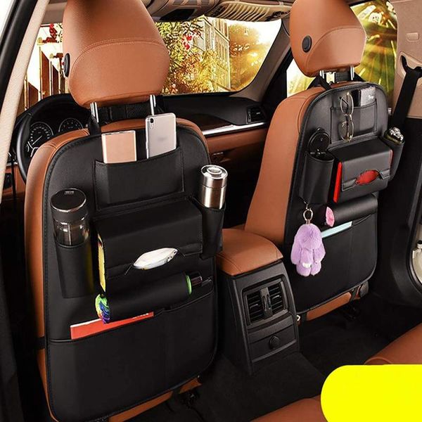 

storage bags 2 pack leather premium car seat back organizer travel hanging pouch pocket covers bag universal auto accessories