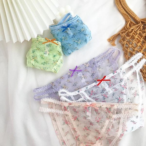 

women's panties sweet flower series ~ small fresh low waist bow ribbon girl underwear lovely mesh lace briefs, Black;pink