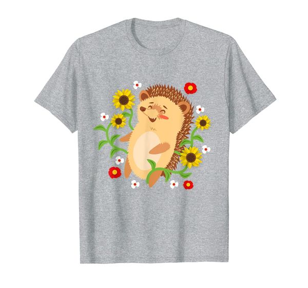 

kids floral hedgehogs clothes outfit flower art hedgehog t-shirt, White;black