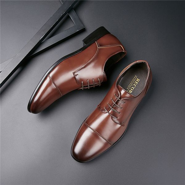 

men dress shoes pu leather italian classic business gentleman formal oxford shoes professional office weding, Black