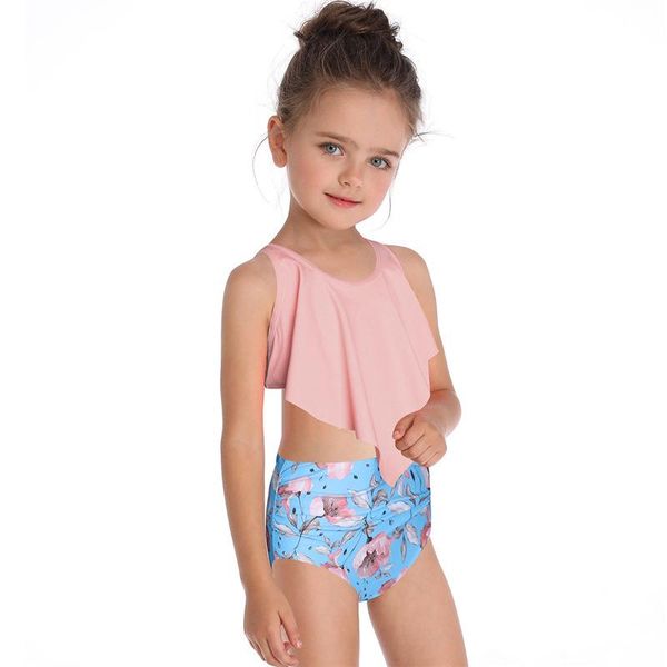 

one-piece suits the european and american children's swimsuit with double flying edge for girls