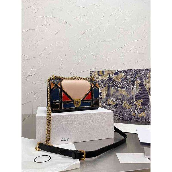 

version new splicing color wang luodan same bag lattice geometric sense women's chain shoulder zly bags