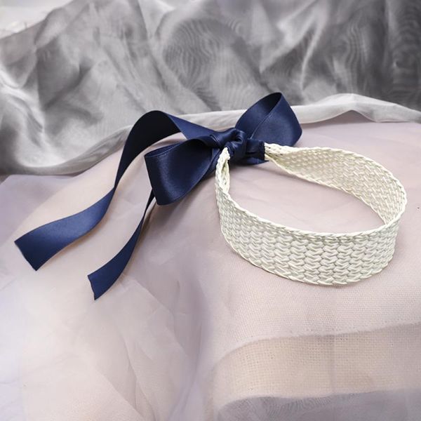 

hair clips & barrettes exported good quality weave lightness ribbon bow knot designer headbands for ladies, Golden;silver