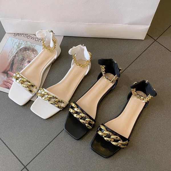 

sandals 2021 fashion chain outdoor leisure beach open toe summer women's shoes plus size 43, Black