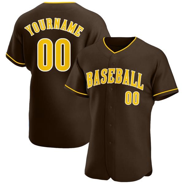 

custom brown gold-white-2 authentic baseball jersey, Blue;black