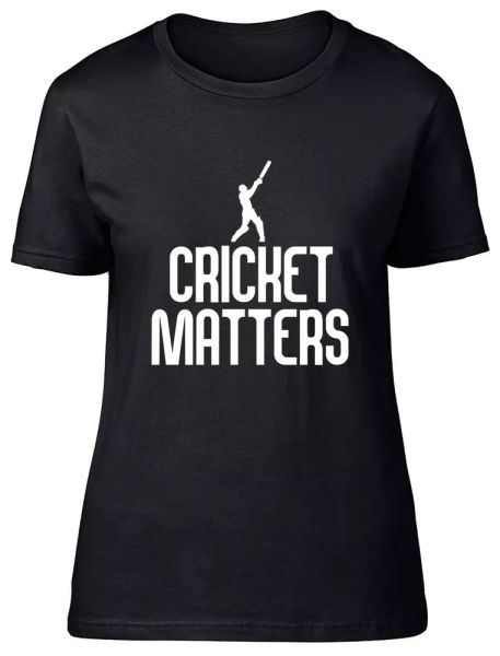 

Cricket Matters Fitted Womens Ladies T Shirt, White;black