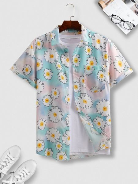 

men random floral print tie dye shirt without tee n0nn#, White;black