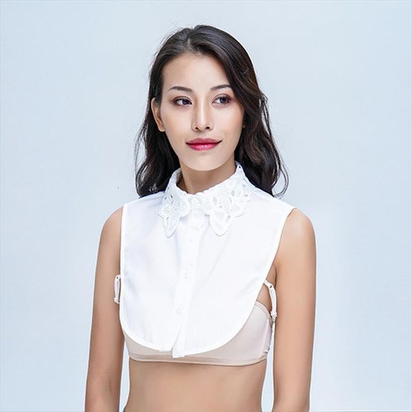 

simple pure color lace fashion women shirt detachable lapel choker necklace vintage elegant fake collar, White