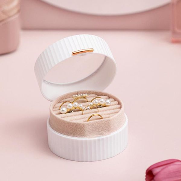 

storage boxes & bins nordic style macaron portable jewelry box round double earrings necklace ring classification box#35