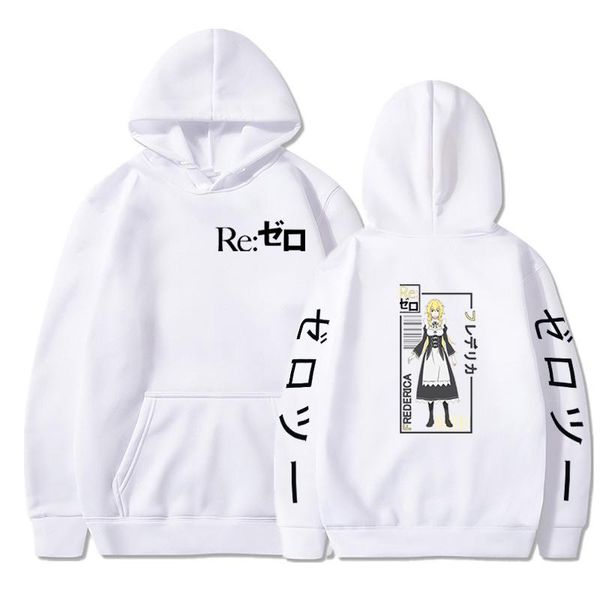 

men's hoodies & sweatshirts japanese anime re:zero restarting life from zero in world print fashion rem ram sweatshirt women casual pul, Black