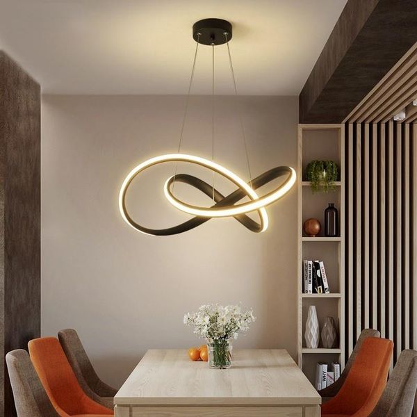 

pendant lamps hanging led lights for shop bar dining kitchen room aluminum body remote control white/black