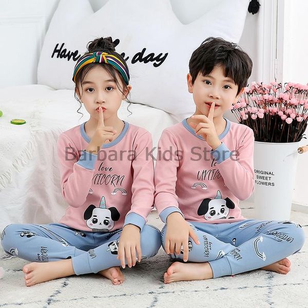 

pajamas children's princess set winter cotton soft boys pyjamas cartoon dogs kids girls sleepwear homewear clothes 2~14year, Blue;red