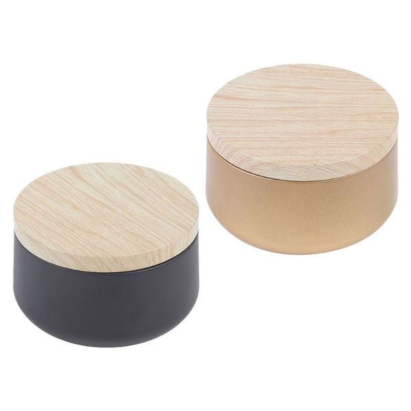 

storage bottles & jars 2pcs tinplate wood diy use candle tin tea household leaf holder