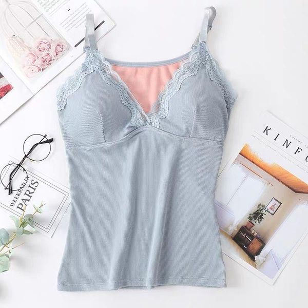 

camisoles & tanks women 2021 autumn winter fashion lace camisole female thicken warm sleeveless ladies slim underwear vest e75, Black;white