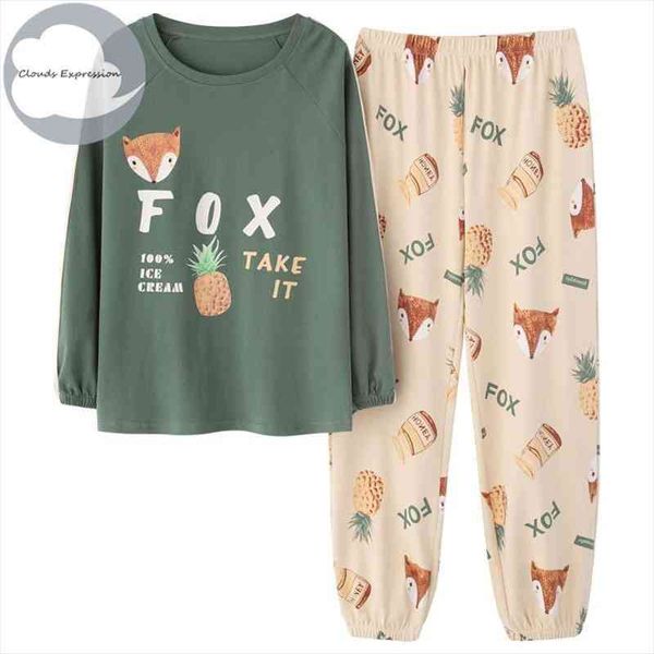 

spring autumn knitted cotton womens sleep lounge pajama long sleeved woman pajama set cartoon pyjamas sleepwear -xxxl fashion, Black;red
