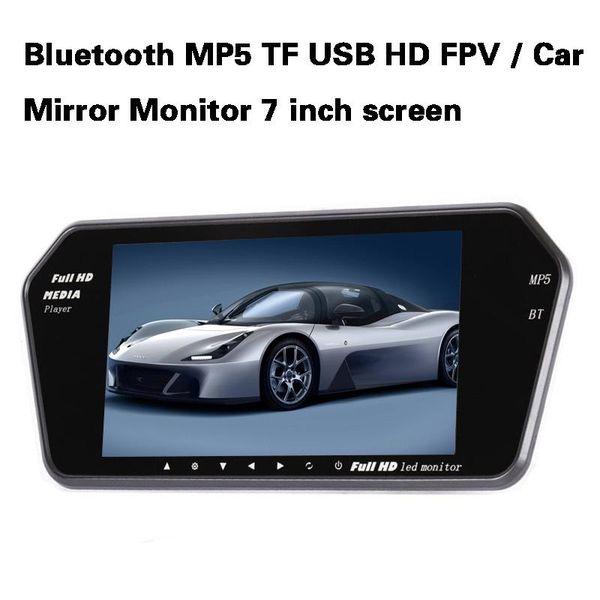 

car video 4 led wireless backup night rearview parking reverse camera + bluetooth mp5 tf usb hd fpv / mirror monitor 7 inch screen