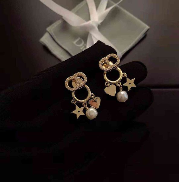 

factory specials aa new fashion pearl net red love star fashion earrings female uroj, Golden