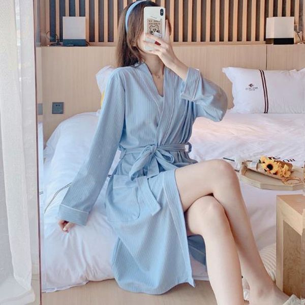 

women's sleepwear bathrobes for women cotton autumn winter korean ladies nightwear robes casual home clothes mujer 40oj, Black;red