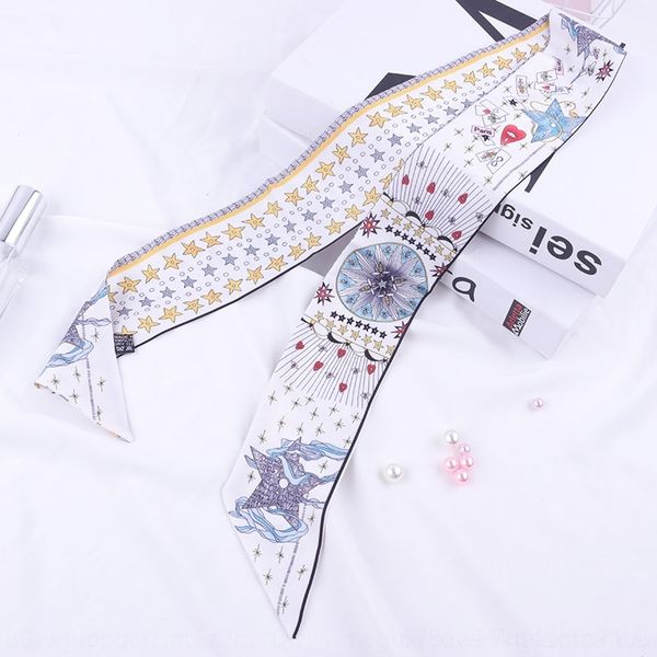 

DPp korean ties flower versatile long thin binding bag scarves and scarves silk handle silk cravat small ribbon decorative scarf bag women', Black;gray