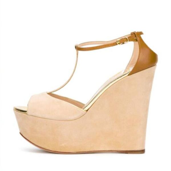 

sandals shofoo shoes.fashion women's sandals. about 14.5 cm high-heeled wedge heel party shoes. size:34-45, Black