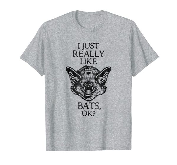 

i just really like bats ok - funny bat t-shirt, White;black