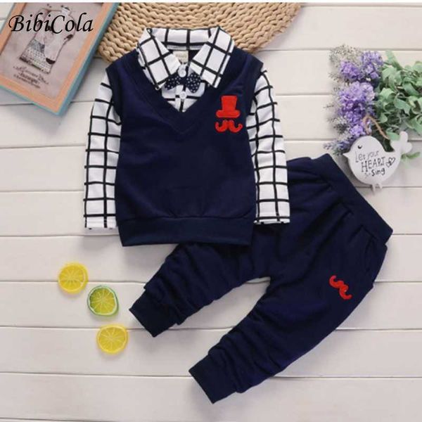 

bibicola baby boys clothing autumn tracksuit infant clothes hoodies t-shirt+pants outfits cotton toddle bebe sport clothes suit g1023, White