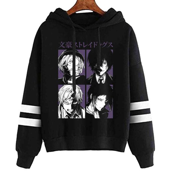 

bungou stray dogs merch hoodies dazai chuuya sweatshirts cozy pullovers sudadera felpa moletom y1109, Black
