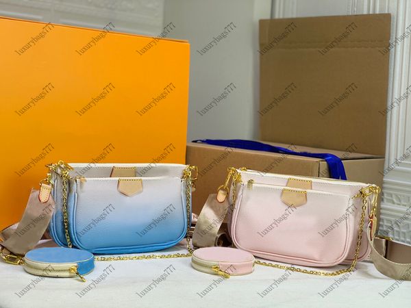 

pochette gradient luxurys designers bags combination of handbag circular zippered coin pocket detachable chain two color