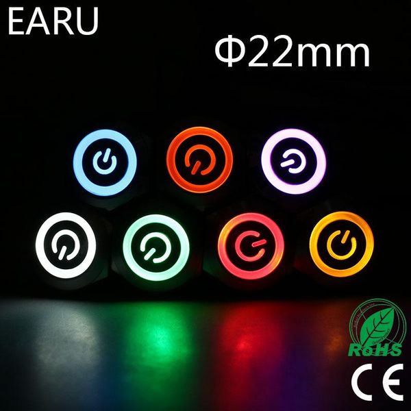 

smart home control 22mm press metal push button switch stainless steel waterproof momentary reset led light pc power mark car engine 5v 6v 1
