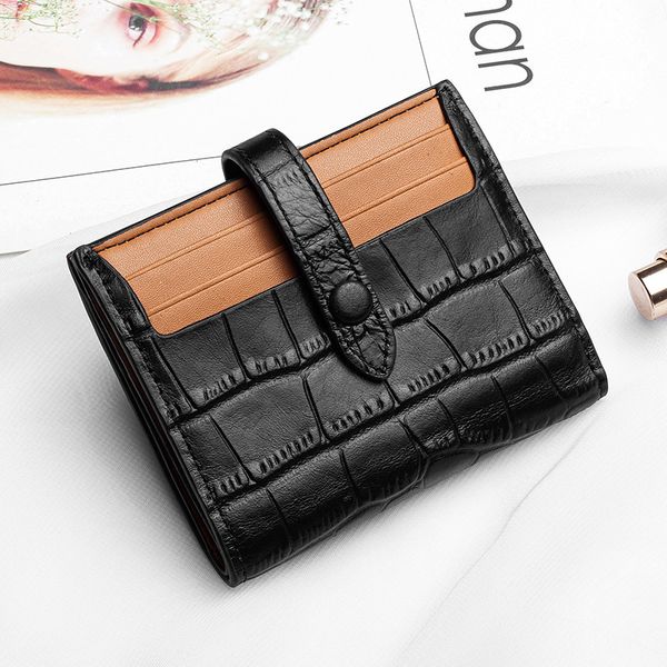 

wallet 2021 women's short leather folding crocodile thin, Red;black