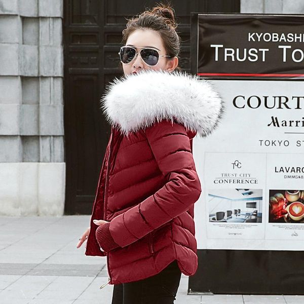 

women's down & parkas women winter jacket thick stand collar warm short coat elegant cotton padded jackets female, Black