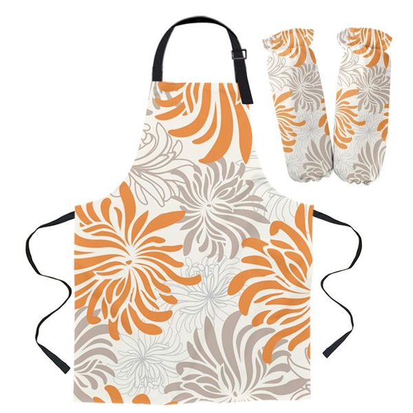 

aprons grey chrysanthemum texture retro kitchen apron baking accessories sleeveless for men women home cleaning tools